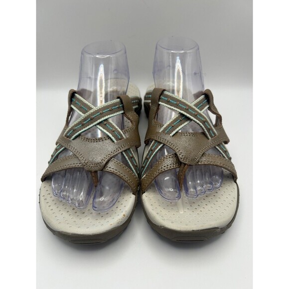 Skechers Reggae Soundstage Women's 9 Taupe Leather Toe Post Slide Sandals 46720 - Picture 2 of 8